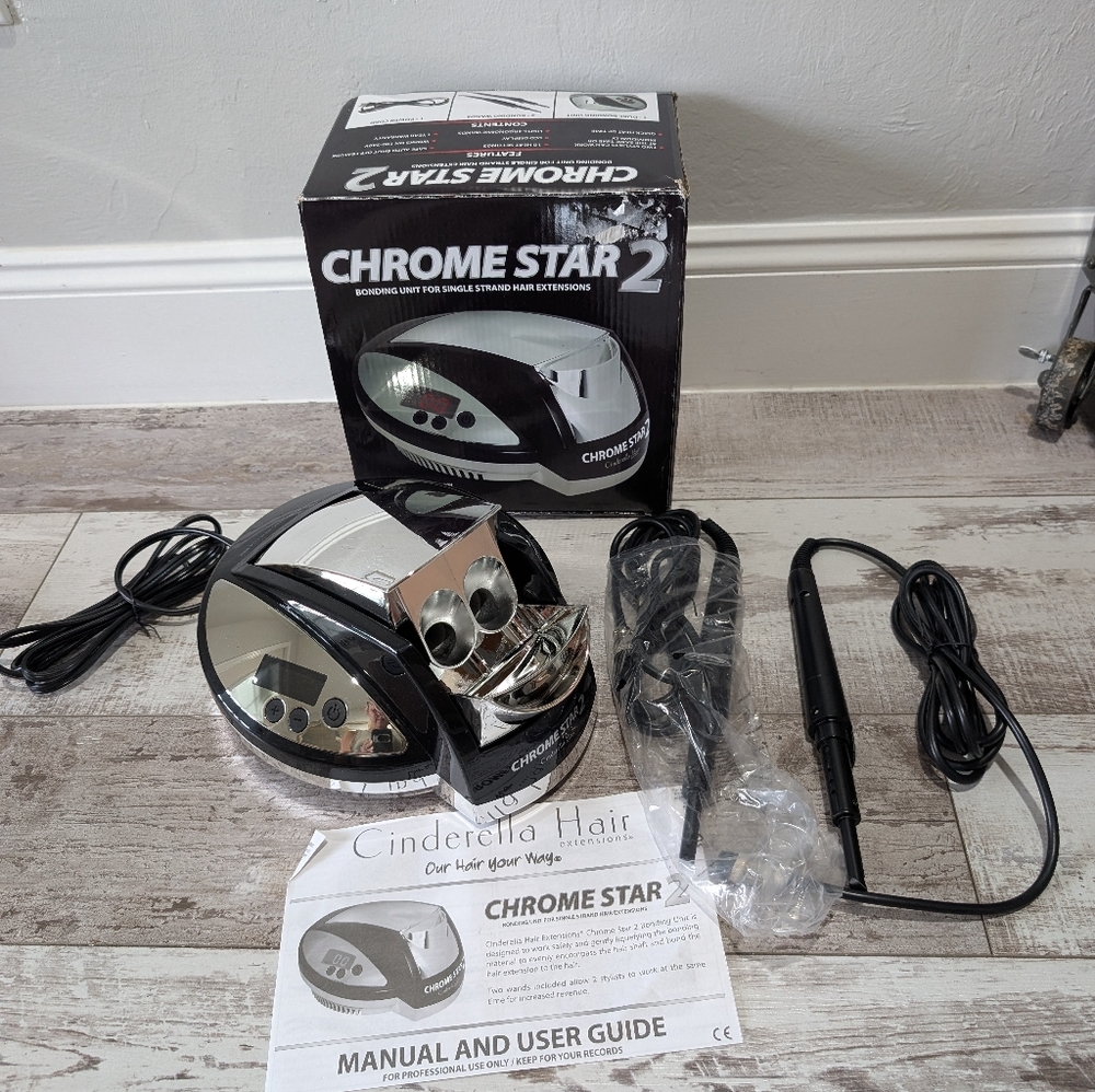 Chrome Star 2 Hair Extension Tool - Black and‎ Silver New Open Box